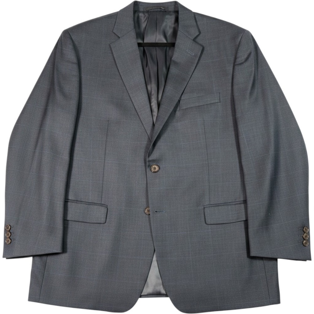 Lauren Ralph Lauren Blazer Mens 46R Gray Windowpane Wool Sport Coat Suit Jacket